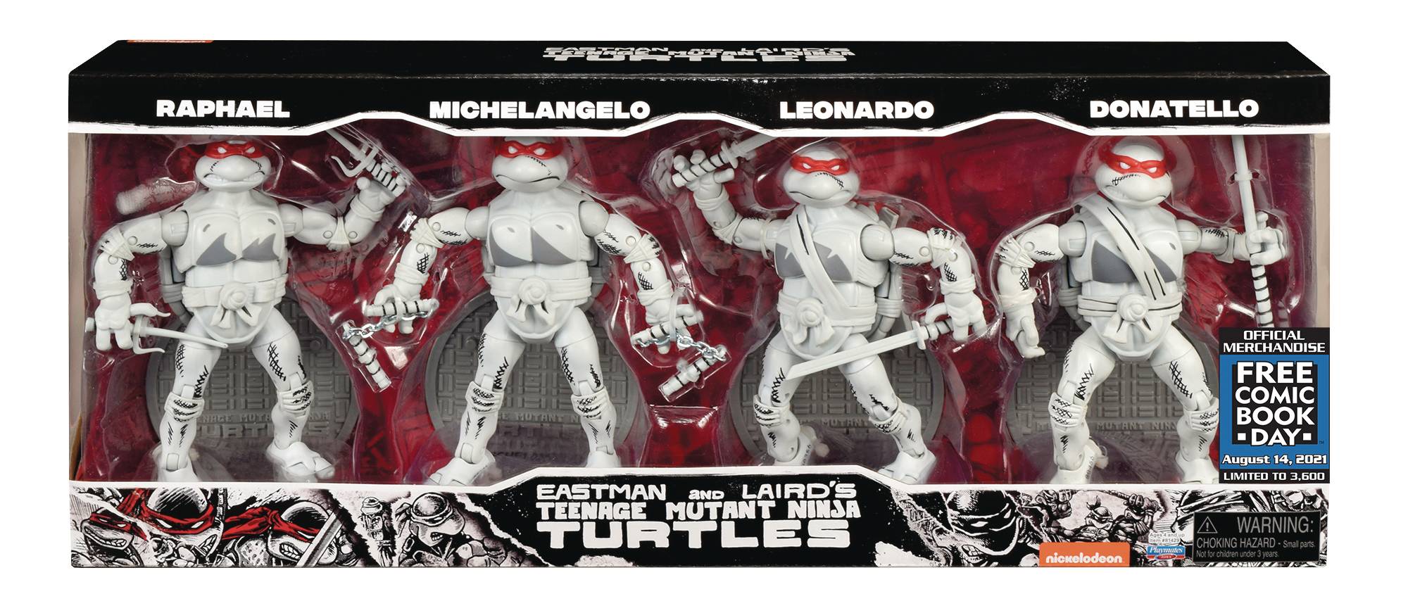 APR210052 - FCBD 2021 TMNT NINJA ELITE SERIES PX B&W AF 4PK SET 